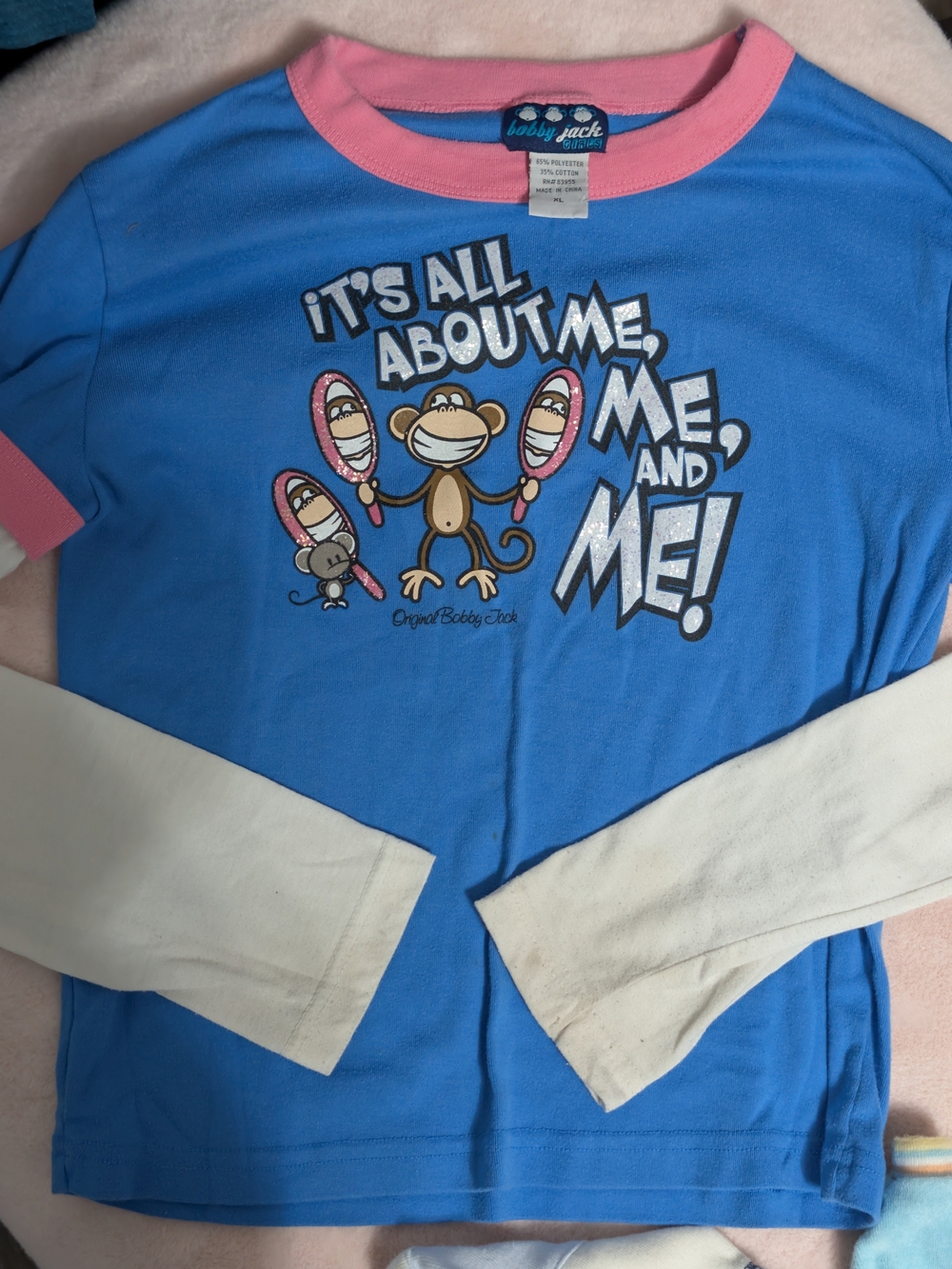 Vintage Y2K Bobby Jack Glitter Layered Look Graphic Tee - Girls XL / Women's XS